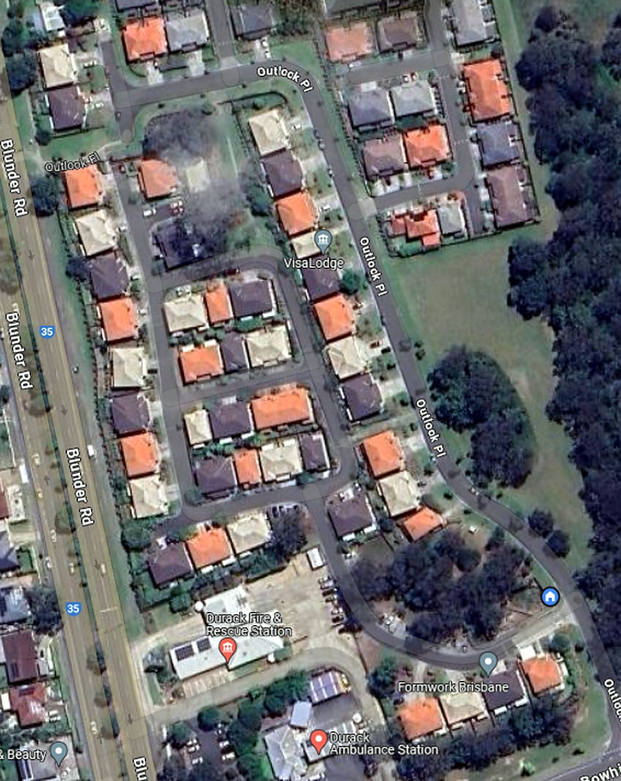 Aerial location overview of Outlook Courts at Outlook Place, Durack