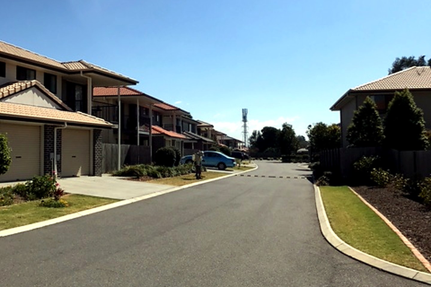 Long view through the Outlook Courts townhouse community