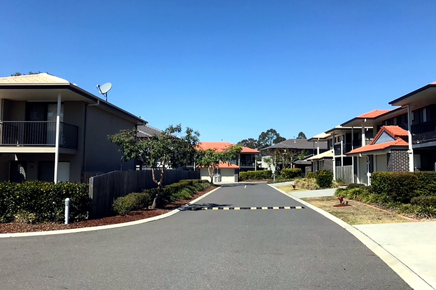 Internal roadway and landscaped townhouse gardens